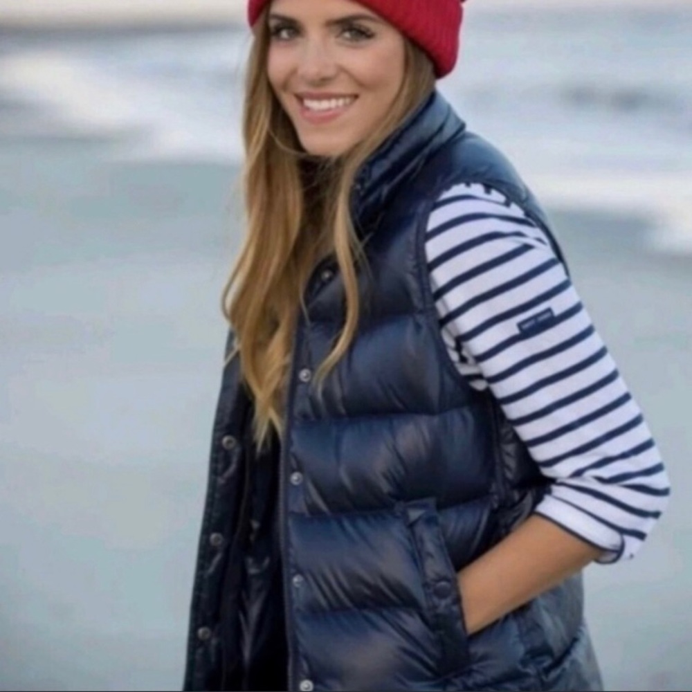 J CREW Black Shiny Sleeveless Puffer Vest SMALL